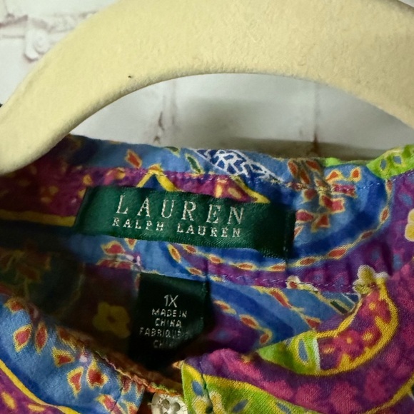 Lauren Ralph Lauren 100% Cotton Women's Dopamine Bright Multicolor Paisley Top - Picture 5 of 5